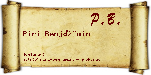 Piri Benjámin névjegykártya